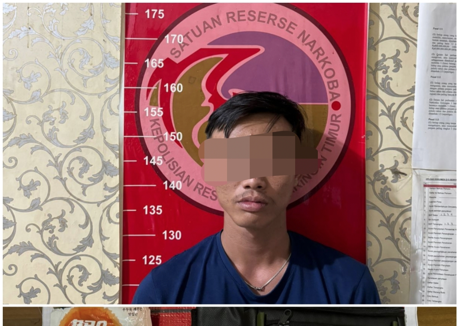 <p>Pelaku berserta barang bukti saat diamankan di Mapolres Kotim. </p>