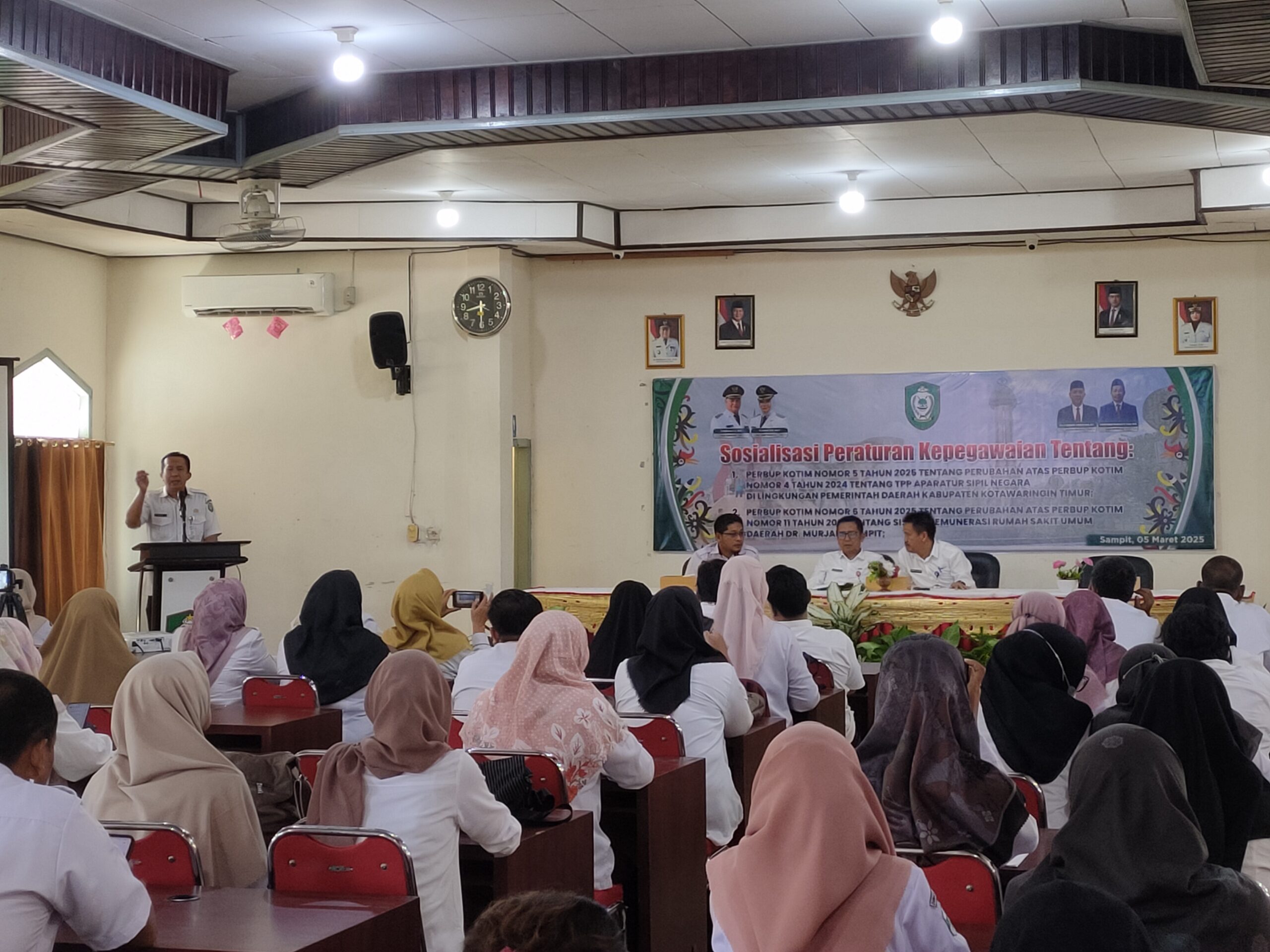 <p>Acara sosialisasi Peraturan Kepegawaian di Balai Diklat BKPSDM Kabupaten Kotim, Rabu (5/3/2025).</p>