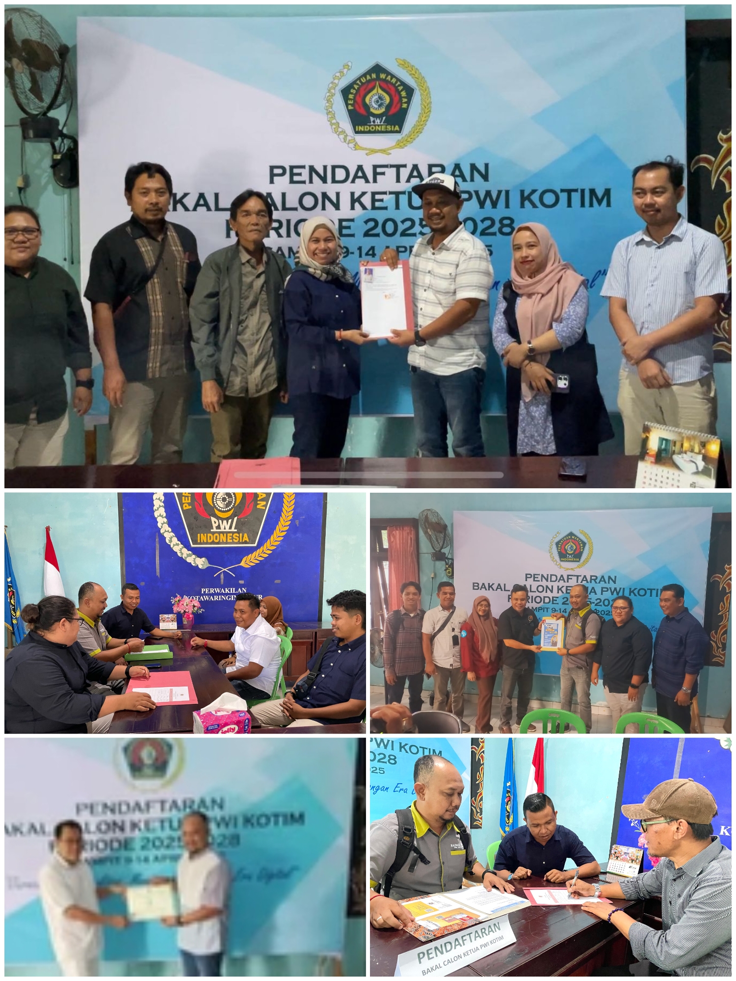 <p>Para bakal calon Ketua PWI Kotim saat menyerahkan berkas pendaftaran di Sekretariat PWI Kotim Jalan Ahmad Yani Sampit. </p>