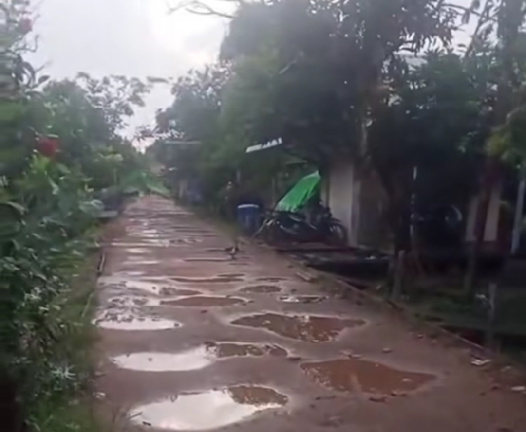 <p>Kondisi jalan di Desa Terantang, Kecamatan Seranau, Kabupaten Kotim yang sudah rusak parah, Minggu (13/7/2025). (Foto : Ist Warga)</p>