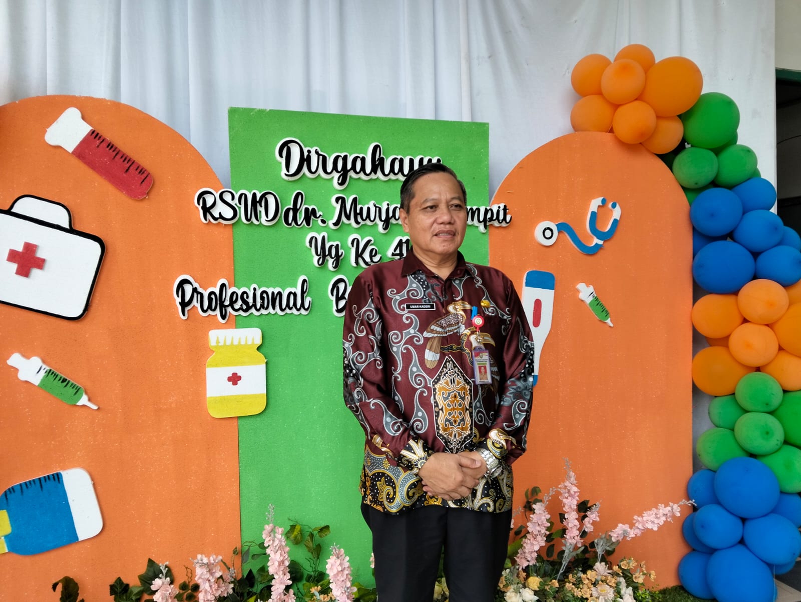 <p>Kepala Dinkes Kotim, Umar Kaderi saat menghadiri HUT ke-41 RSUD dr Murjani Sampit, Kamis (16/10/2025). (Foto: Apri) </p>
