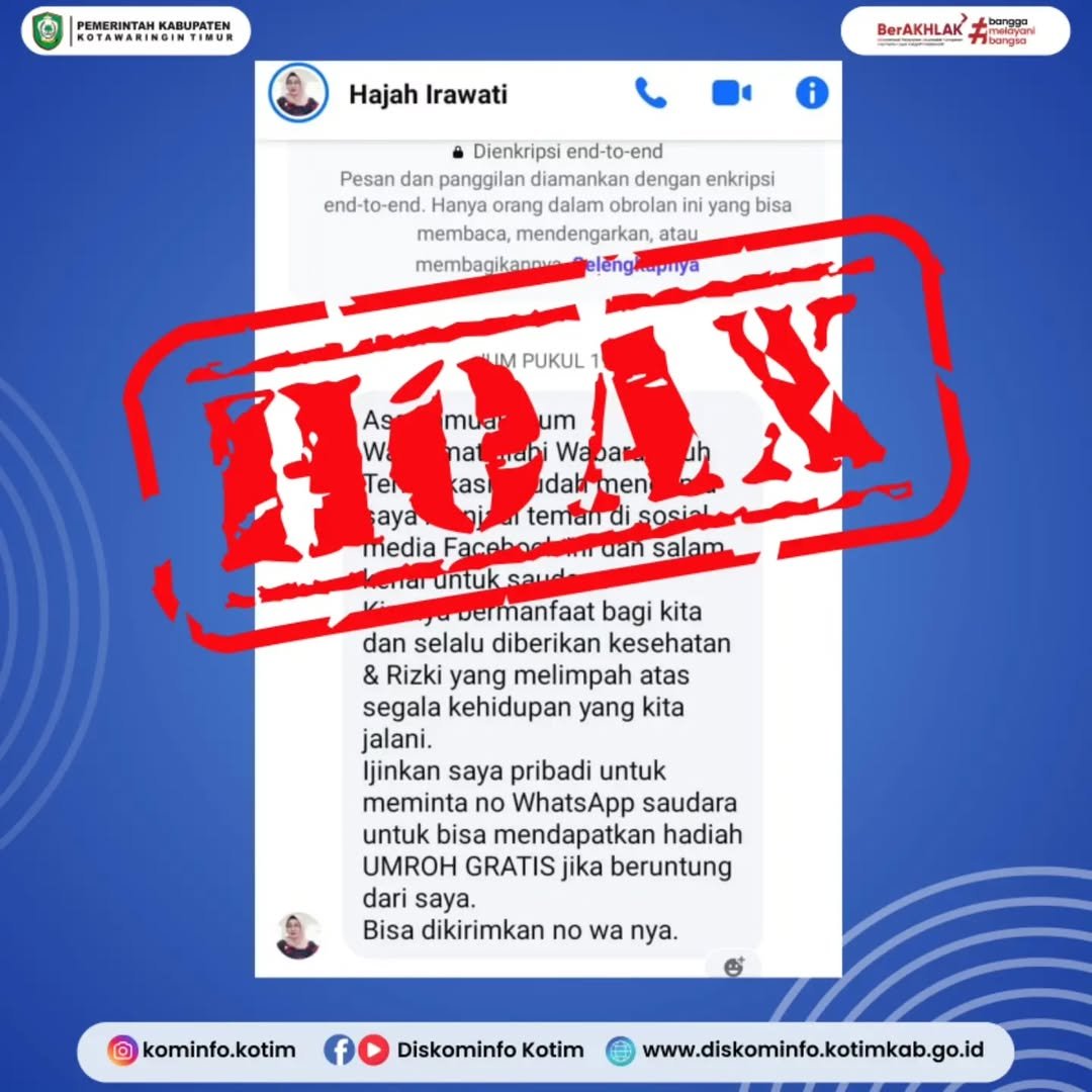 <p>Nama akun Facebook palsu yang mengatasnamakan Wakil Bupati Kotim, Irawati yang sudah dilebel hoax oleh Diskominfo Kotim. (Foto: Diskominfo Kotim) </p>