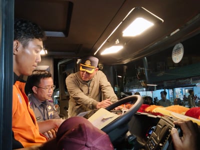 Jelang Arus Mudik, Petugas Gabungan Perketat Pemeriksaan Bus di Terminal Patih Rumbih