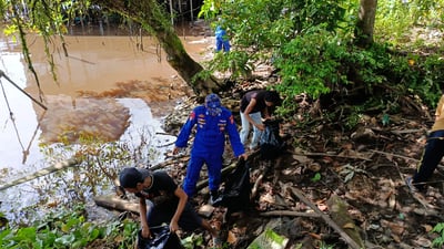 Wujud Peduli Lingkungan, Ditpolairud Polda Kalteng Gelar Aksi Bersih-Bersih di Wilayah Perairan Sampit