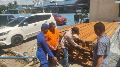 Ratusan Batang Kayu Tanpa Dokumen Diamankan Ditpolairud Polda Kalteng di Das Mentaya