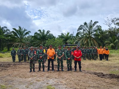 Pasukan TNI dan BPBD Latihan Bersama Tanggap Darurat Karhutla