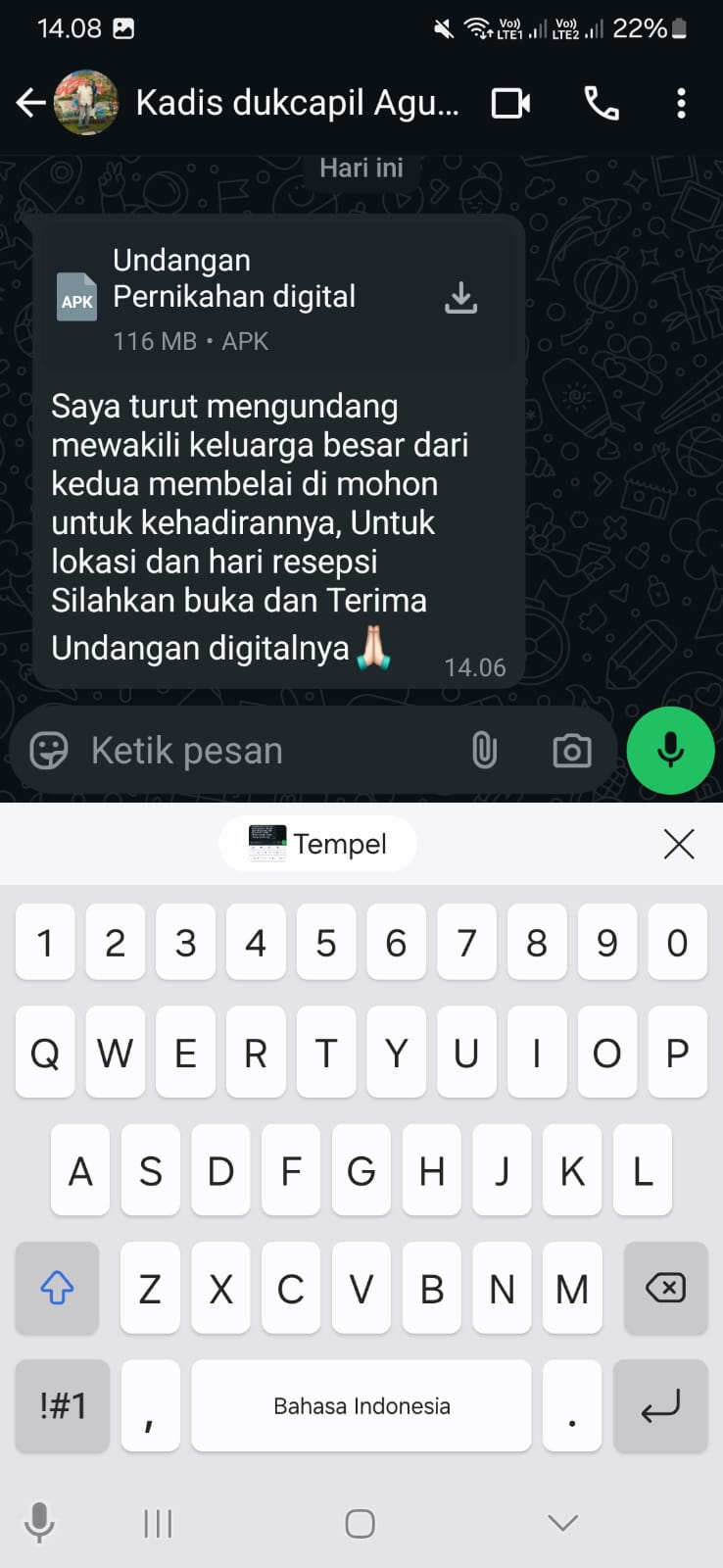 WhatsApp Kepala Disdukcapil Kotim Diretas, Pelaku Minta Uang ke Kontak Korban
