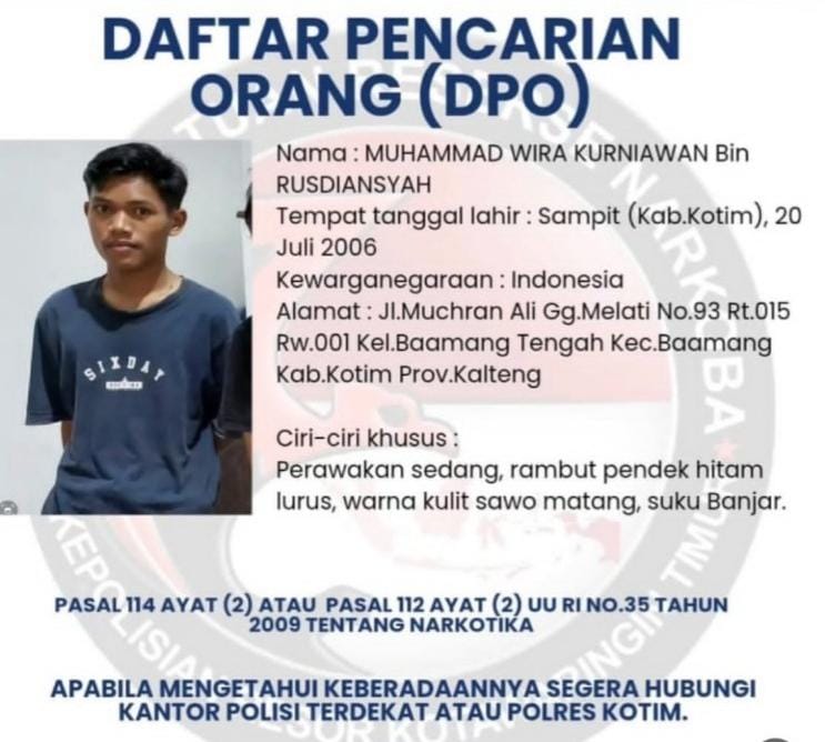 <p>Poster Wira yang menjadi DPO pihak Kepolisian Satrenakoba Polres Kotim beberapa waktu lalu (foto: ist)</p>
